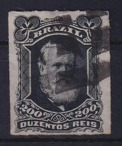 Brasilien 1877 Kaiser Dom Pedro II. 200 R Mi.-Nr. 43 schwarzer Balken-O