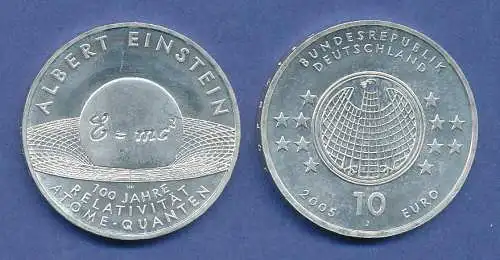 10-€-Gedenkmünze Albert Einstein 2005, stempelglanz