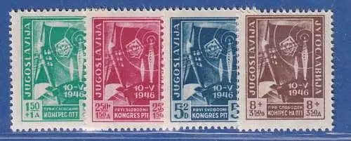 Jugoslawien 1946 Postkongress Mi.-Nr. 497-500 ** / MNH 