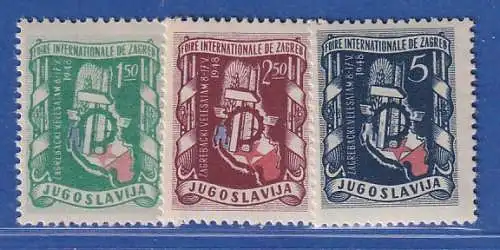 Jugoslawien 1948 Ausgabe für Zagreb Mi.-Nr. 539-541 ** / MNH