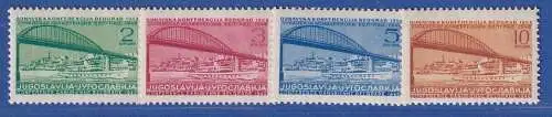 Jugoslawien 1948 Donau-Konferenz Belgrad, Savebrücke Mi.-Nr. 548-551 ** / MNH