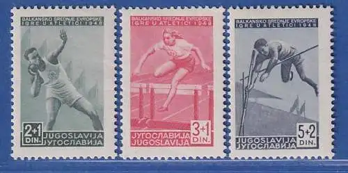 Jugoslawien 1948 Balkanspiele, mitteleurop. Athletik. Mi.-Nr. 557-559 ** / MNH 