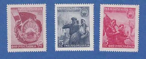 Jugoslawien 1949 5 Jahre Gründung der VR Makedonien Mi.-Nr. 572-574 ** / MNH