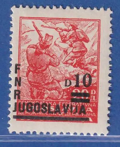 Jugoslawien 1949 Freimarke mit neuer Wertangabe Mi.-Nr. 589 ** / MNH