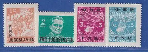 Jugoslawien 1950 Freimarken mit Aufdr. neue Landesbez. Mi.-Nr. 601-604 ** / MNH