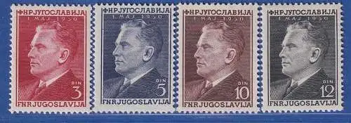 Jugoslawien 1950 Tag der Arbeit, Josip Broz Tito Mi.-Nr. 605-608 ** / MNH