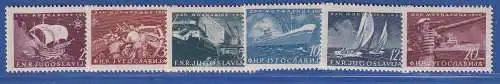 Jugoslawien 1950 Tag der Marine Schiffe und Boote Mi.-Nr. 622-627 ** / MNH