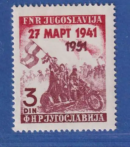 Jugoslawien 1951 10.Jahrestag Putsch gegen Cvetkovic Mi.-Nr. 640 ** / MNH