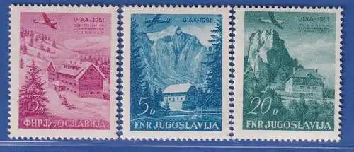 Jugoslawien 1951 Tagung der UIAA in Bled, Berge Mi.-Nr. 655-657 ** / MNH