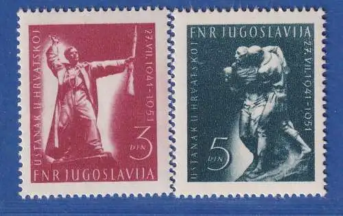 Jugoslawien 1951 10.Jahrestag Aufstand in Kroatien Mi.-Nr. 662-663 ** / MNH