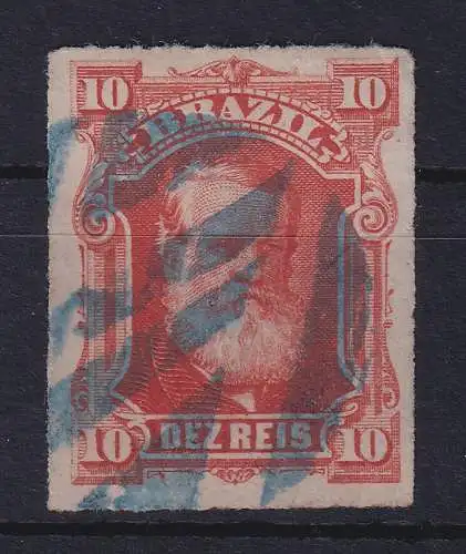 Brasilien 1877 Kaiser Dom Pedro II. 10 R Mi.-Nr. 38 blauer O