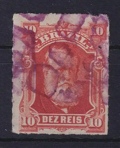 Brasilien 1877 Kaiser Dom Pedro II. 10 R Mi.-Nr. 38 mit lila Raster-O