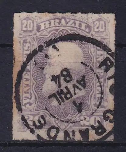 Brasilien 1877 Kaiser Dom Pedro II. 20 R Mi.-Nr. 39 O RIO GRANDE