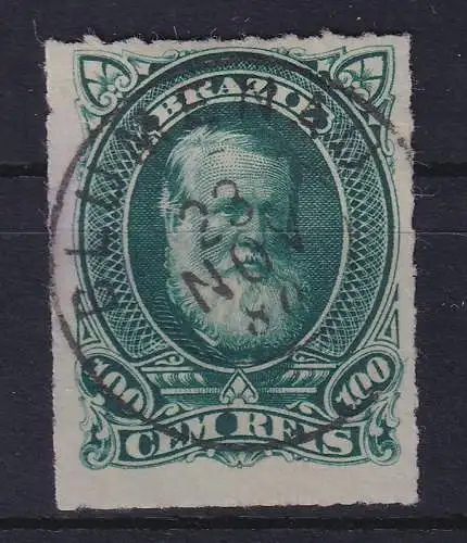 Brasilien 1877 Kaiser Dom Pedro II. 100 R Mi.-Nr. 42 O BLUMENAU