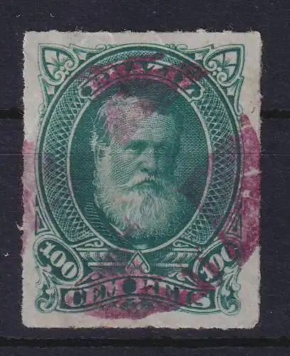 Brasilien 1877 Kaiser Dom Pedro II. 100 R Mi.-Nr. 42 lila Strahlen-O