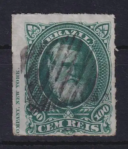 Brasilien 1877 Dom Pedro II. 100 R mit Druckvermerk Mi.-Nr. 42 mit Rost-O