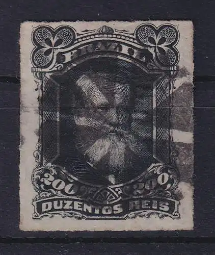 Brasilien 1877 Kaiser Dom Pedro II. 200 R Mi.-Nr. 43 schwarzer Strahlen-O