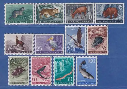 Jugoslawien 1954 Tiere / Fauna I Mi.-Nr. 738-749 Satz kpl. **/ MNH