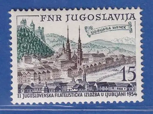 Jugoslawien 1954 Briefmarkenausstellung Ljubljana Alt-Laibach Mi.-Nr.750 **/ MNH