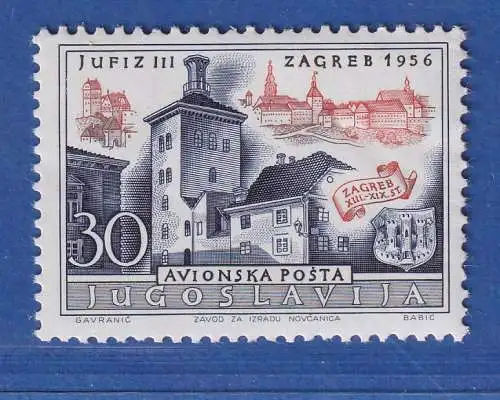 Jugoslawien 1956 Internati. Briefmarkenausstellung JUFIZ III Mi.-Nr.789 **/ MNH