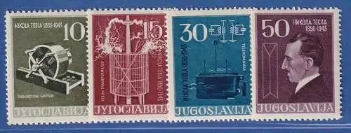 Jugoslawien 1956 100.Geburtstag von Nikola Tesla Mi.-Nr.791-794 A **/ MNH