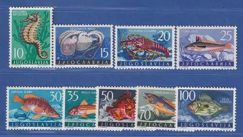 Jugoslawien 1956 Jugoslaw. Fauna Tiere der Adria Mi.-Nr.795-803 **/ MNH