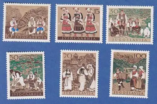 Jugoslawien 1957 Volkstrachten  Mi.-Nr.827-832 **/ MNH