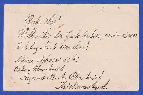 Schweden 1896 GA Postkarte O KRISTIANSTAD nach Stuttgart