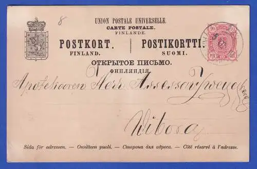 Finnland 1890 GA Postkarte O ÅBO (= Turku) nach Wiborg