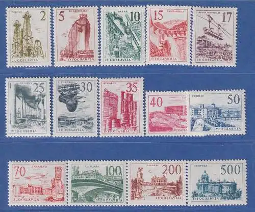 Jugoslawien 1958 Freimarken Technik und Architektur Mi.-Nr. 854-867 **/ MNH