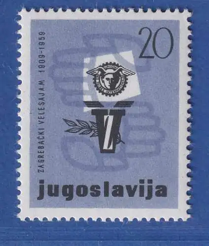 Jugoslawien 1959 50. Messe Zagreb und Kongress der Messen Mi.-Nr. 908 **/ MNH