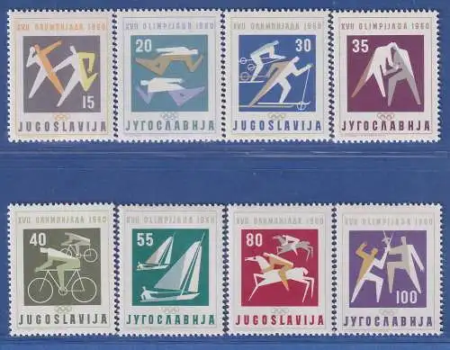 Jugoslawien 1960 Olympische Sommerspiele Rom. Mi.-Nr. 909-916 **/ MNH