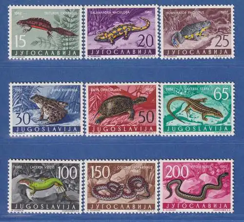 Jugoslawien 1962  Fauna Amphibien und Reptilien Mi.-Nr. 1007-1015 **/ MNH