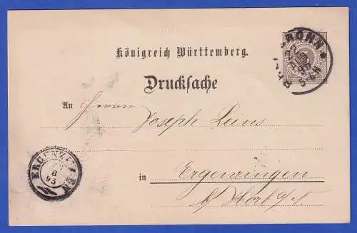 Württemberg 1895 GA Postkarte mit O HEILBRONN nach Ergenzingen