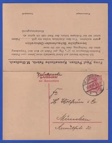 Dt. Reich 1920 GA Postkarte Werbe-Drucksache Mi.-Nr. P113 O M.GLADBACH