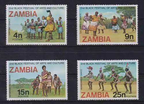 Sambia 1977 Kulturfestival Mi.-Nr. 176-179 postfrisch **/ MNH 