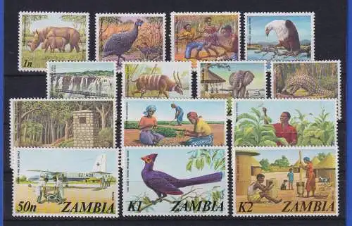 Sambia 1975 Landesmotive und Tiere Mi.-Nr. 141-154 postfrisch **/ MNH 