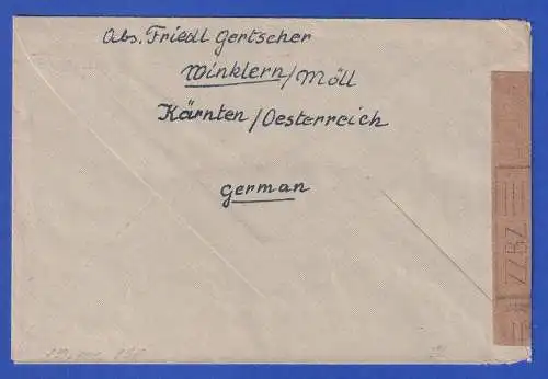 Österreich 1946 Mi.-Nr. 739, 741, 757 auf Zensur-Brief O SPITTAL n. Simbach/Inn