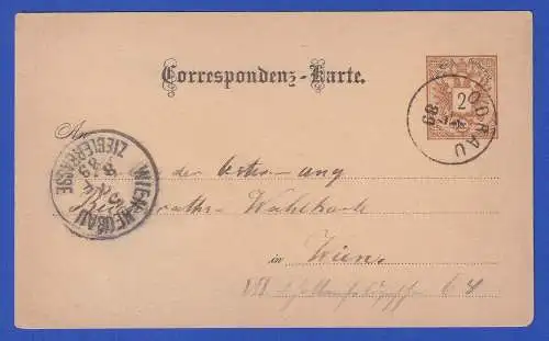 Österreich 1889 GA Postkarte O ODRAU nach Wien