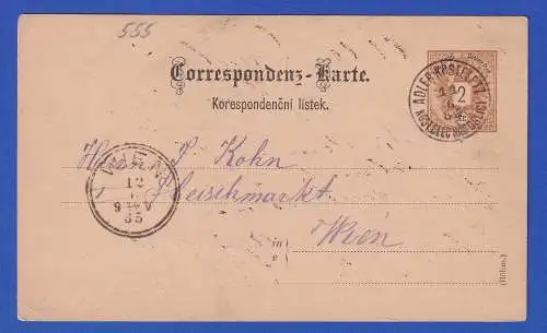 Österreich 1885 GA Postkarte O ADLERKOSTELETZ nach Wien