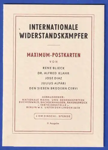 DDR 1962 Widerstandskämpfer Mi.-Nr. 918-922 Satz 5 Maximumkarten mit ET-O BERLIN