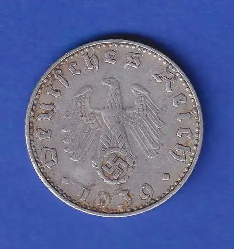 Dt. Reich Aluminium-Kursmünze 50 Reichspfennig 1939 B ss