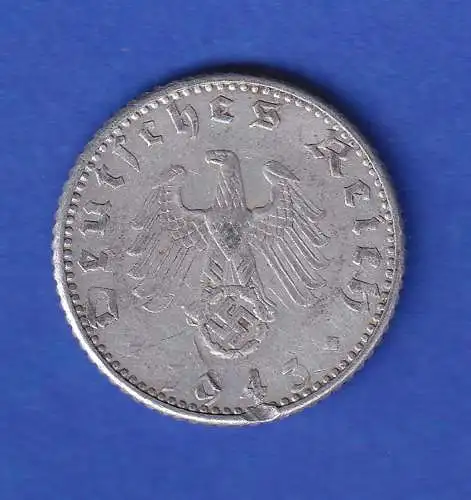 Dt. Reich Aluminium-Kursmünze 50 Reichspfennig 1943 A