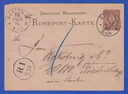 Dt. Reich 1880 GA Rohrpost-Karte Mi.-Nr. RP6 O BERLIN gel. innerorts