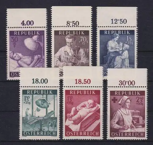 Österreich 1954 Gesundheitsfürsorge Mi.-Nr. 999-1004 Oberrandstücke **