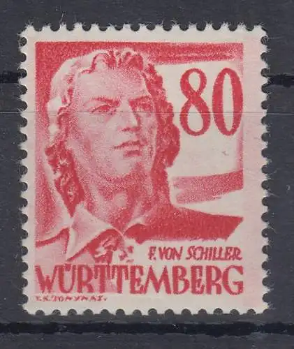 Französische Zone Württemberg Friedrich Schiller Mi.-Nr. 36 postfrisch **