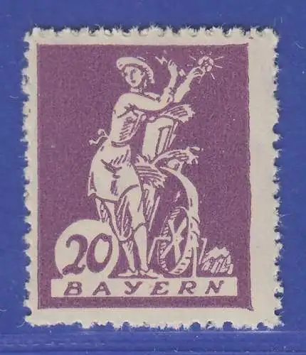 Bayern 1920 Abschied 20Pfg gute TYPE II Mi.-Nr. 181 II postfrisch ** 