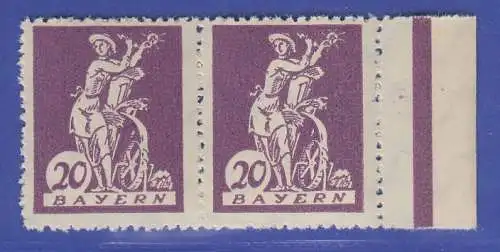 Bayern 1920 Abschied 20Pfg gute TYPE II Mi.-Nr. 181 II waag. Paar postfrisch **