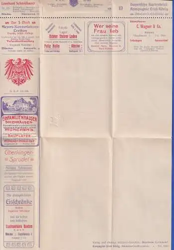 Bayern 1907 Privatganzsache Kartenbrief Jahresausstellung, viele Werbeanzeigen