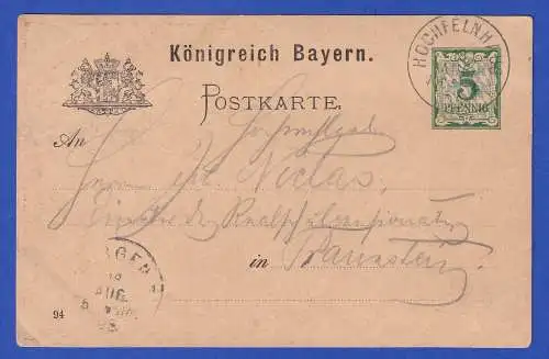 Bayern 1895 Privatganzsache Hochfellnhaus gel. nach Traunstein